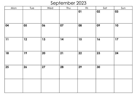 2023 September A4 Landscape Print Calendars Free