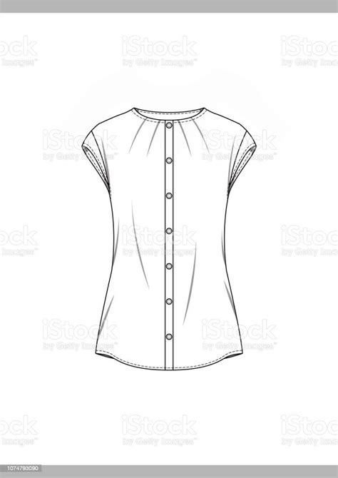 Blouse Fashion Technical Drawings Vector Template Stock Illustration