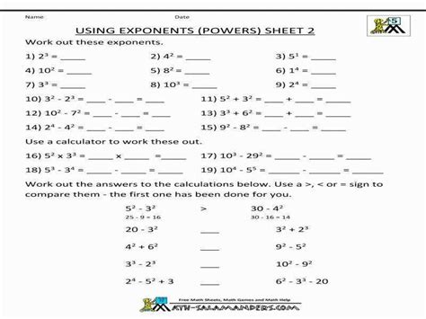 Printable Math Worksheets Exponent Rules 7 Letter Worksheets