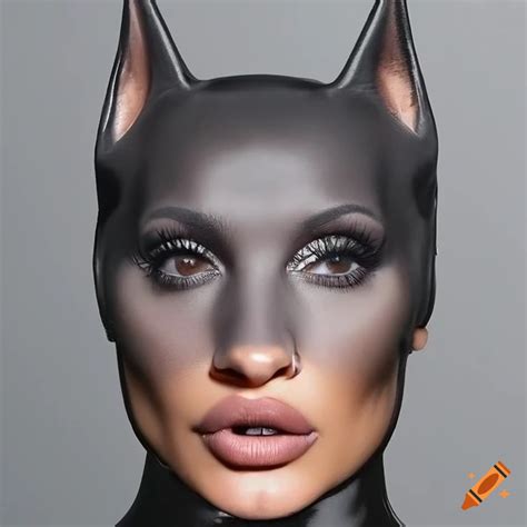 fashionable and edgy kylie jenner inspired doberman head accessory