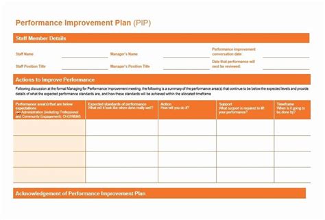 Performance Improvement Plan Template Excel Unique Performance