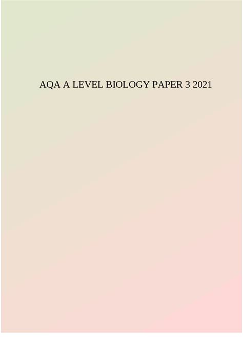 Solution Aqa A Level Biology Paper 3 2021 Studypool