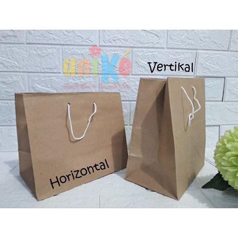 PAPER BAG PBR5 vertical horizontal TAS KERTAS polos coklat souvenir