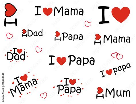 Set I Love Mama I Love Papa Stock Vector Adobe Stock