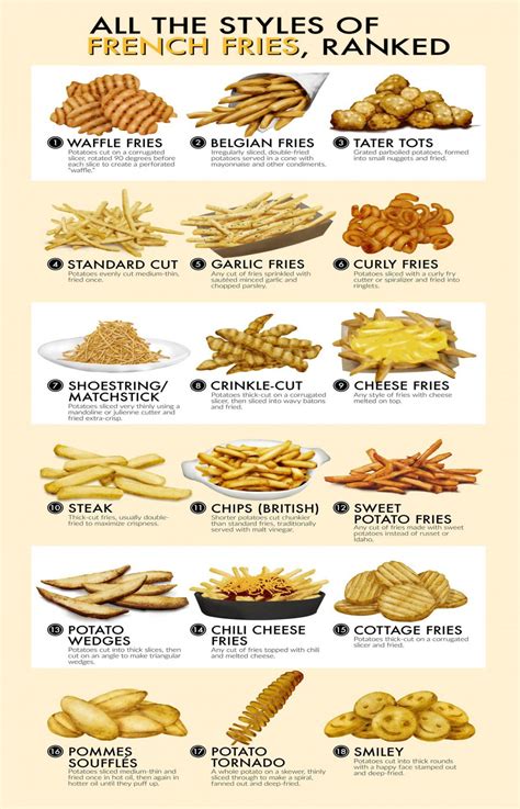All The Styles Of French Fries Ranked Chart 18x28 45cm70cm Poster