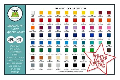 Oracal 751 Vinyl Color Options Chart