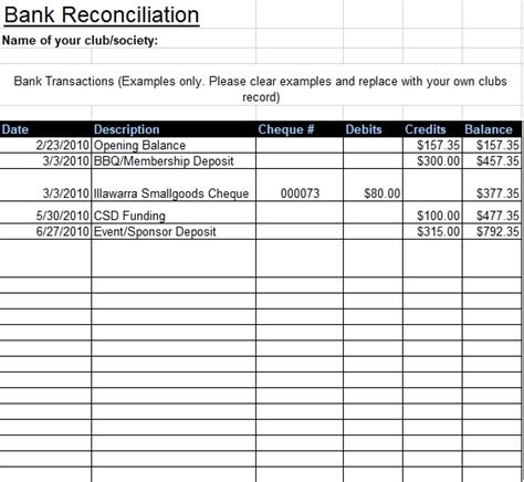 Free Bank Reconciliation Templates Examples Excel Word