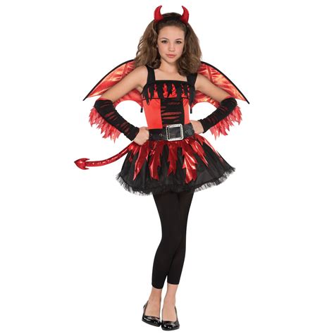 Girls New Halloween Fancy Dress Costume Devil Wings Horns Tail 12 13 14