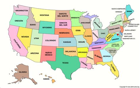 mapa de estados unidos estados y capitales político y físico