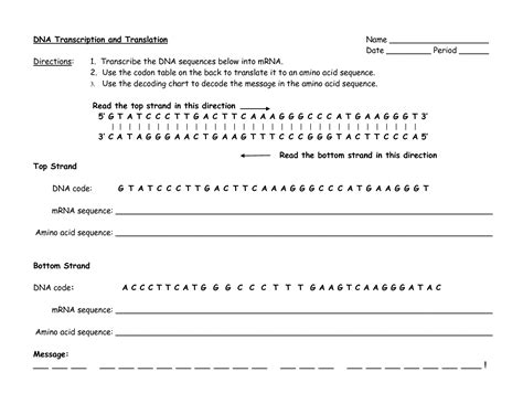 T g t transcription mrna: 13 Best Images of Decoding DNA Worksheet - 3rd Grade Word ...
