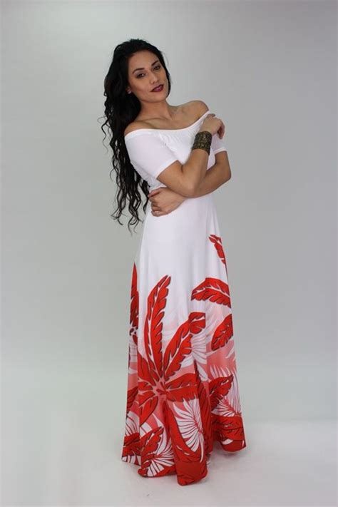 Truly Romantic Dress Red Palm Border Print On White Maxi Dress Mena