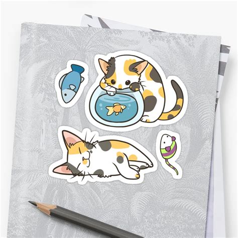 Calico Cats Sticker By Pawlove Redbubble