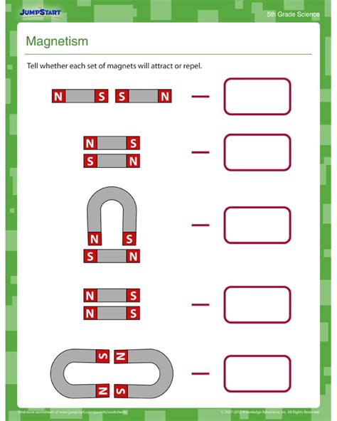 In this science worksheet, your child will draw a line between the magnet and all items it will attract. Magnetism - Science Worksheet on Magnetism for 5th Grade ...
