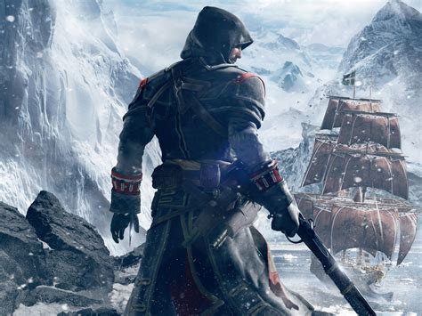 Mountains Templar Blade Back Sails Ice Assassins Creed Rogue