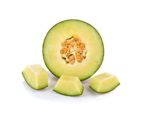 Fresh Honeydew Melon On White Background Stock Image Image Of Studio