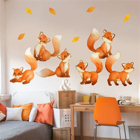 Fantastic Foxes Watercolor Wall Decal Kit Nursery Wall Decal Wall