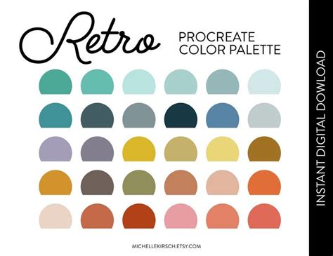 Retro Procreate Color Palette 30 Trendy Retro Inspired Etsy Vintage