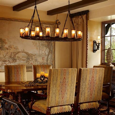 This attractive rustic ceiling light pendant seems beautiful to increase the grace of your place. Santa Barbara style dining room with rustic light fixture ...