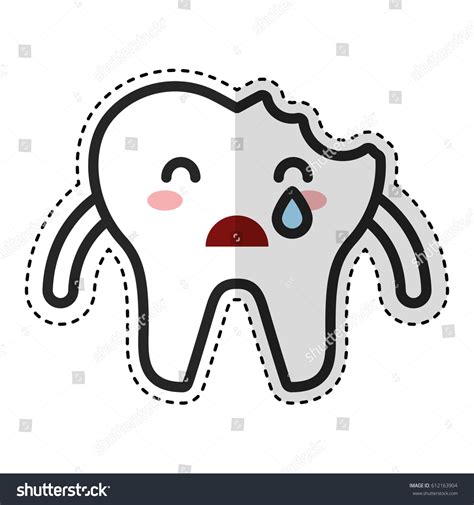 broken tooth crying character icon vector stock vector royalty free 612163904 shutterstock