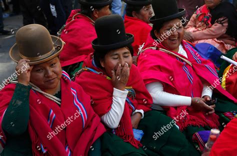 Aymara Women Supporters Bolivias President Evo Editorial Stock Photo