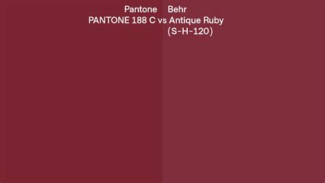 Pantone 188 C Vs Behr Antique Ruby S H 120 Side By Side Comparison