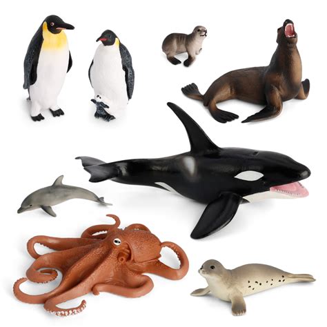 Volnau 8pcs Antarctica Ocean Sea Creature Toys Sea Animal Figurines For