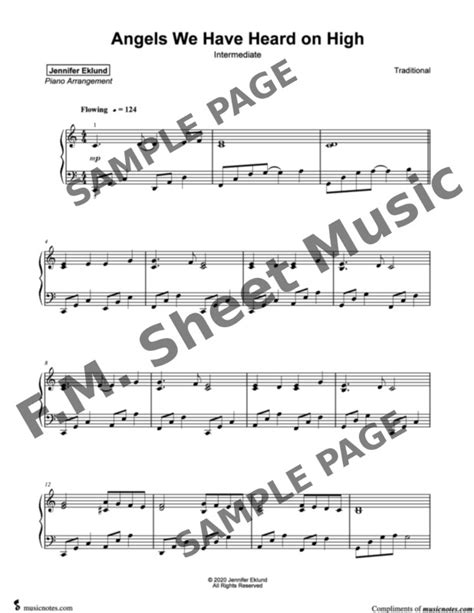 Angels We Have Heard On High Intermediate Piano By Fm Sheet Music Pop Arrangements By
