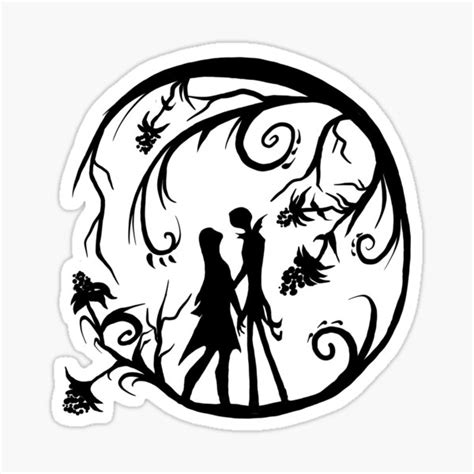 Jack And Sally Silhouette Sticker By 7dunicornlady Redbubble