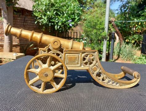 Brass Brass Artillery Cannon Vintage Very Large 45cm Long And Very