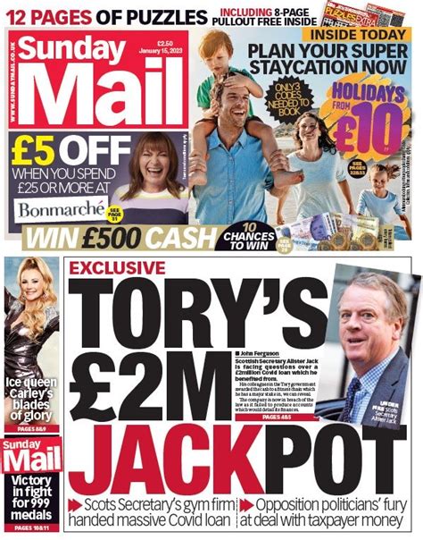 Sunday Mail Front Page Th Of January Tomorrow S Papers Today