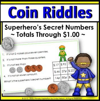 These sheets involve solving money riddles with amounts up to 30 cents. Coins Money Math Riddle Task Cards by Primary Inspiration by Linda Nelson