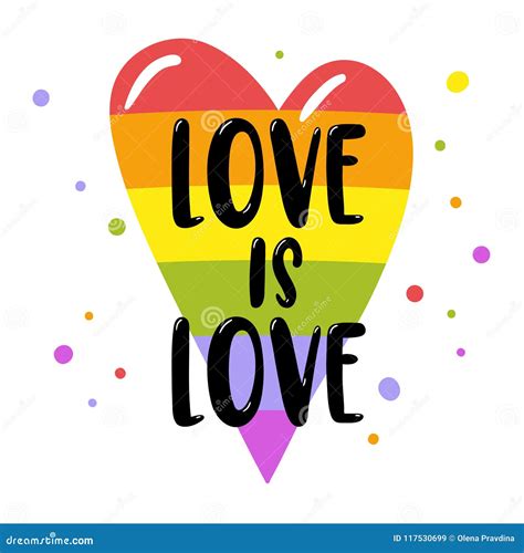 gay pride lettering on a rainbow heart inscription love is love lgbt rights concept vector