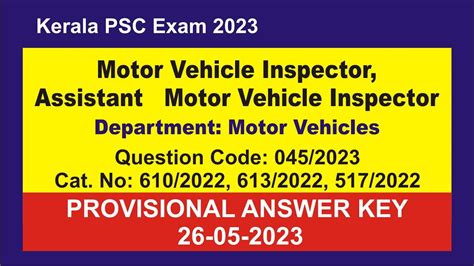 Motor Vehicle Inspector Assistant Motor Vehicle Inspector Provisional