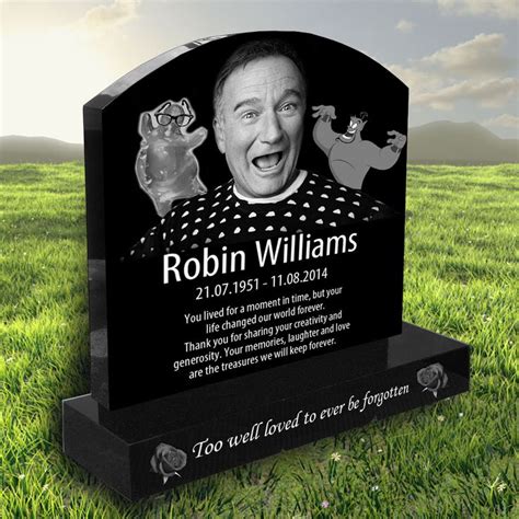 Robin Williams Laser Etched Black Granite Headstone Designed By Forever Shining Famous