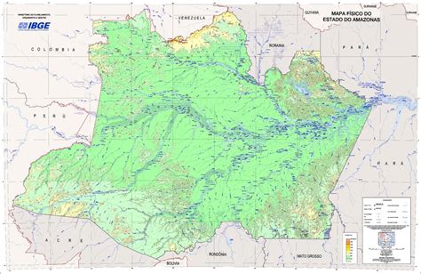 Physical Map Of The State Of Amazonas Brazil Full Size Ex