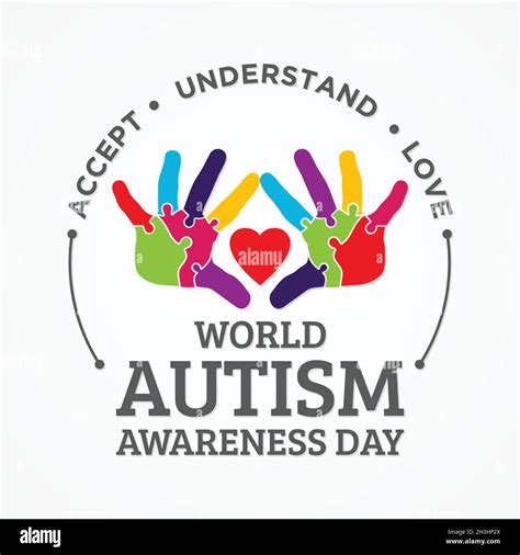 Colorful Design Word World Autism Awareness Day With Hand Puzzle World