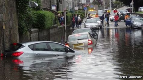 Heavy Downpours Cause Flooding In Aberdeen Bbc News