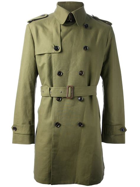 Lyst Hardy Amies Double Breasted Trench Coat In Green For Men