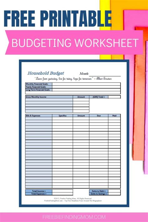 Printable Household Budget Worksheet