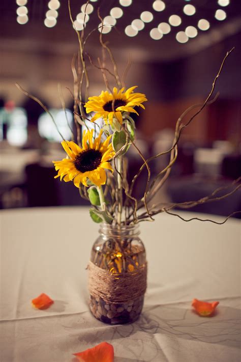 Creative Floral Designs With Sunflowers Centerpieces VIs Wed Rustic Sunflower Wedding