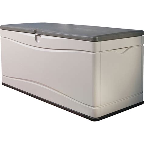 This storage bin with wheels has molded grooves for easy stacking. Lifetime 130g Heavy-duty Outdoor Storage Box | Deck Boxes ...