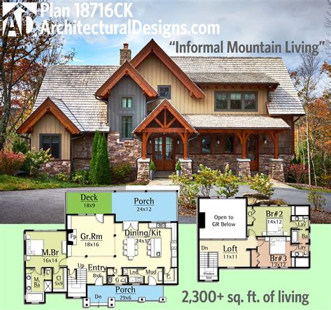 Plan 18716CK: Informal Mountain Living | Lake house plans, House plans