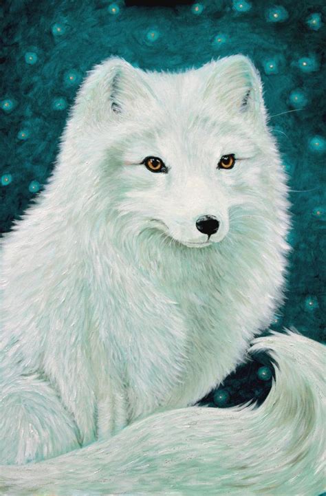 Fox Art Arctic Fox Print White Fox Art Teal Decor Fox Artwork Fox