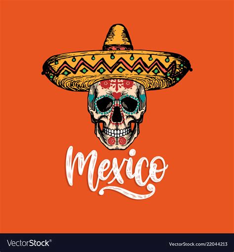 Mexico Hand Lettering Calligraphy Royalty Free Vector Image