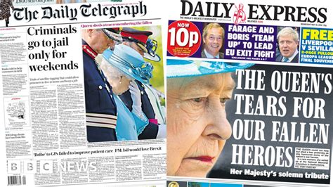 newspaper headlines weekend jails mps trysts and queen s tears for fallen heroes bbc news