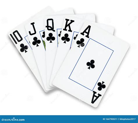 Poker Cards Straight Flush Clubs Hand - Isolated Stock Image - Image of