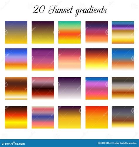Sky Gradient Background Sunset Color Collection Swatches Vector