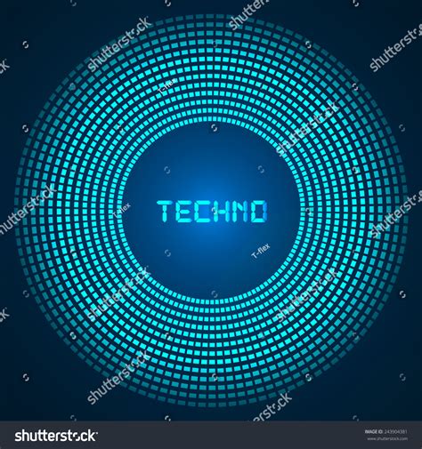Blue Abstract Background Circles Of Glowing Pixels Concentric