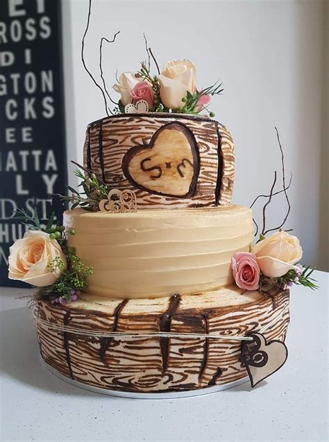 Rustic Tree Wood Wedding Cake Wood Wedding Cakes Wedding In The