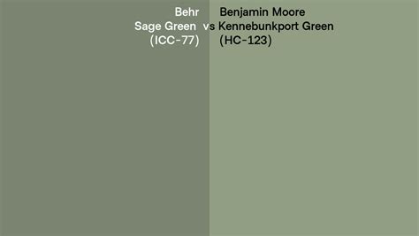 Behr Sage Green ICC 77 Vs Benjamin Moore Kennebunkport Green HC 123